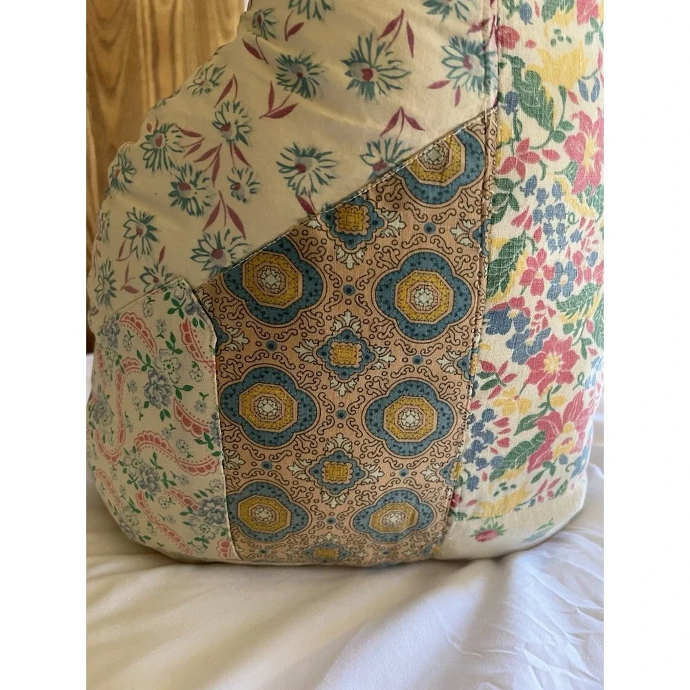 Vintage Quilt Cutter Cat Stuffed Animal Pillow Quilted Scrap Fabrics Cottagecore - Picture 7 of 16